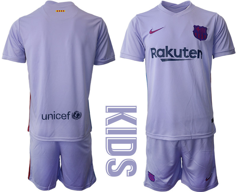 Youth 2021-2022 Club Barcelona away purple blank Soccer Jersey->customized soccer jersey->Custom Jersey